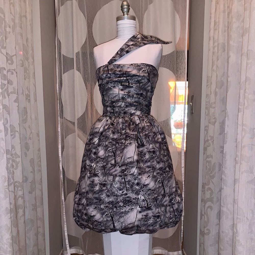 Printed grey/black cotton dress